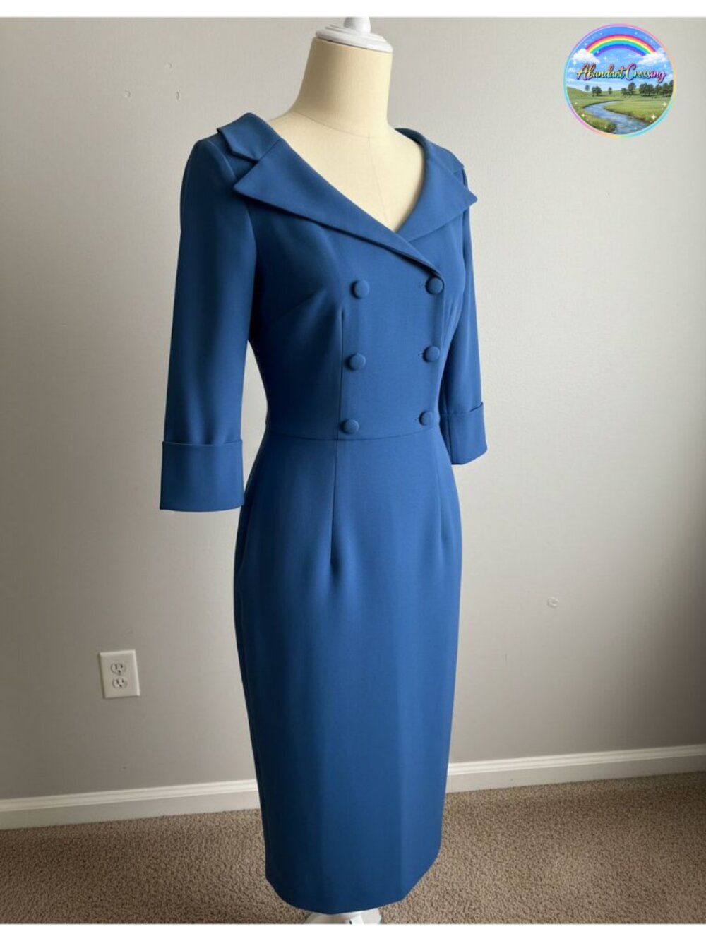 MUXXN Vintage Sweetheart Neckline 3/4 Sleeve Pencil Midi Dress